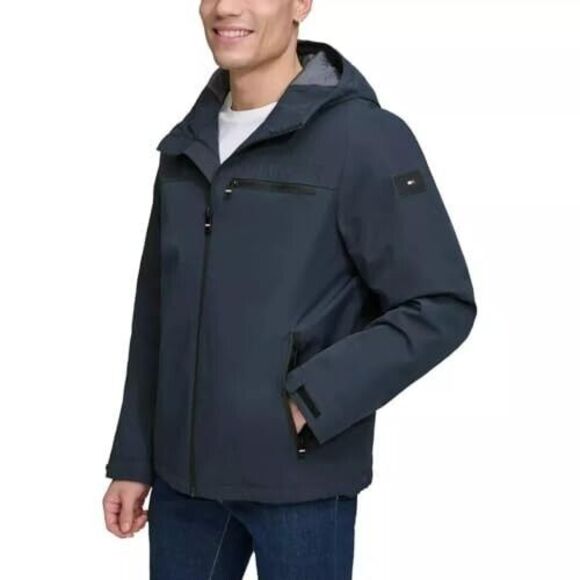 Tommy Hilfiger Men's Performance Hooded Jacket, Navy, L - Picture 2 of 5